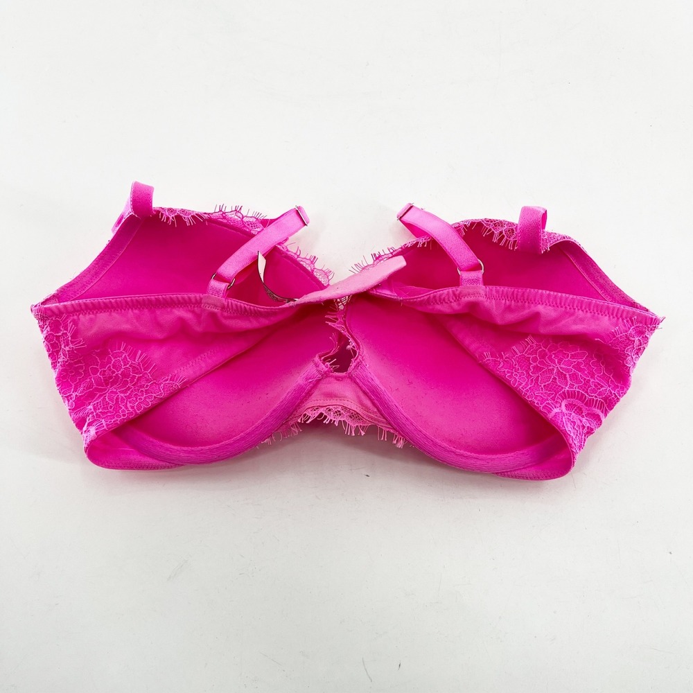 Victoria's Secret Dream Angels Push Up Lace Bra Hot Pink  34D - Picture 3 of 4